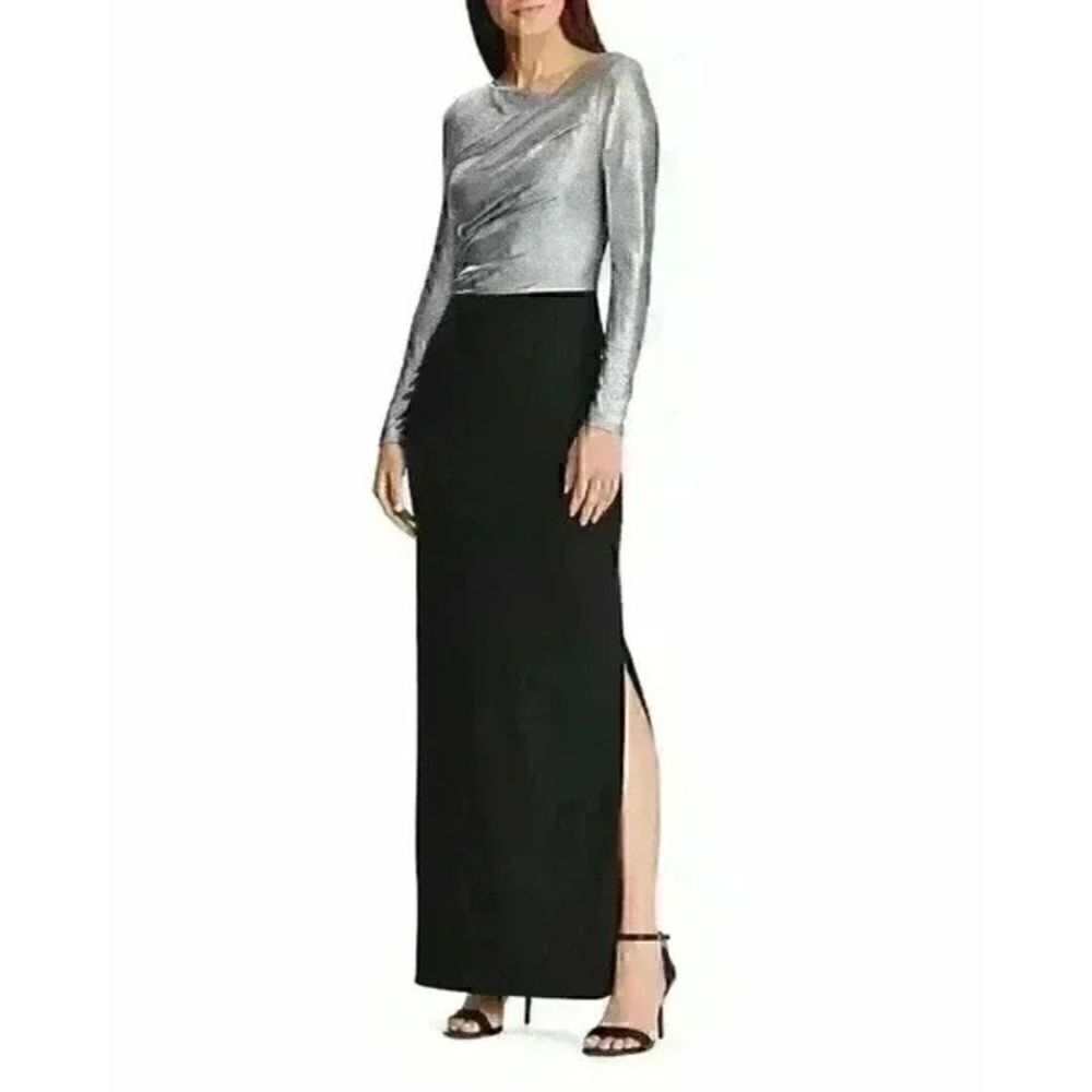 Lauren Ralph Lauren Maxi Gown Women’s Size 10 Black & Silver Metallic